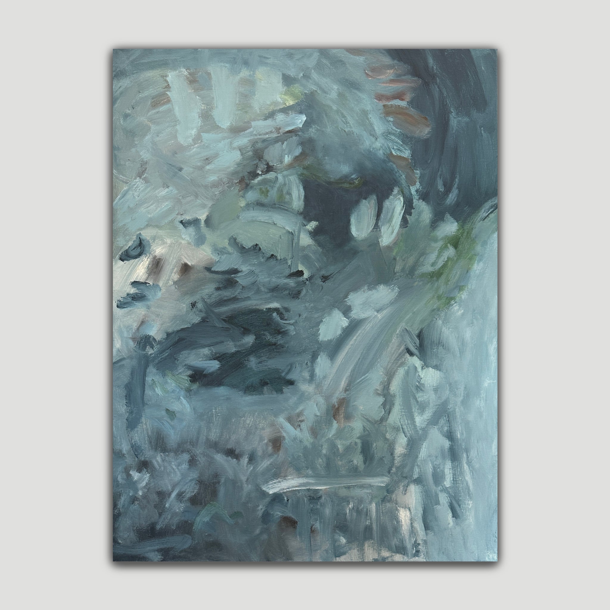 Contemporary abstract painting in blue abstract expressionist style - front view