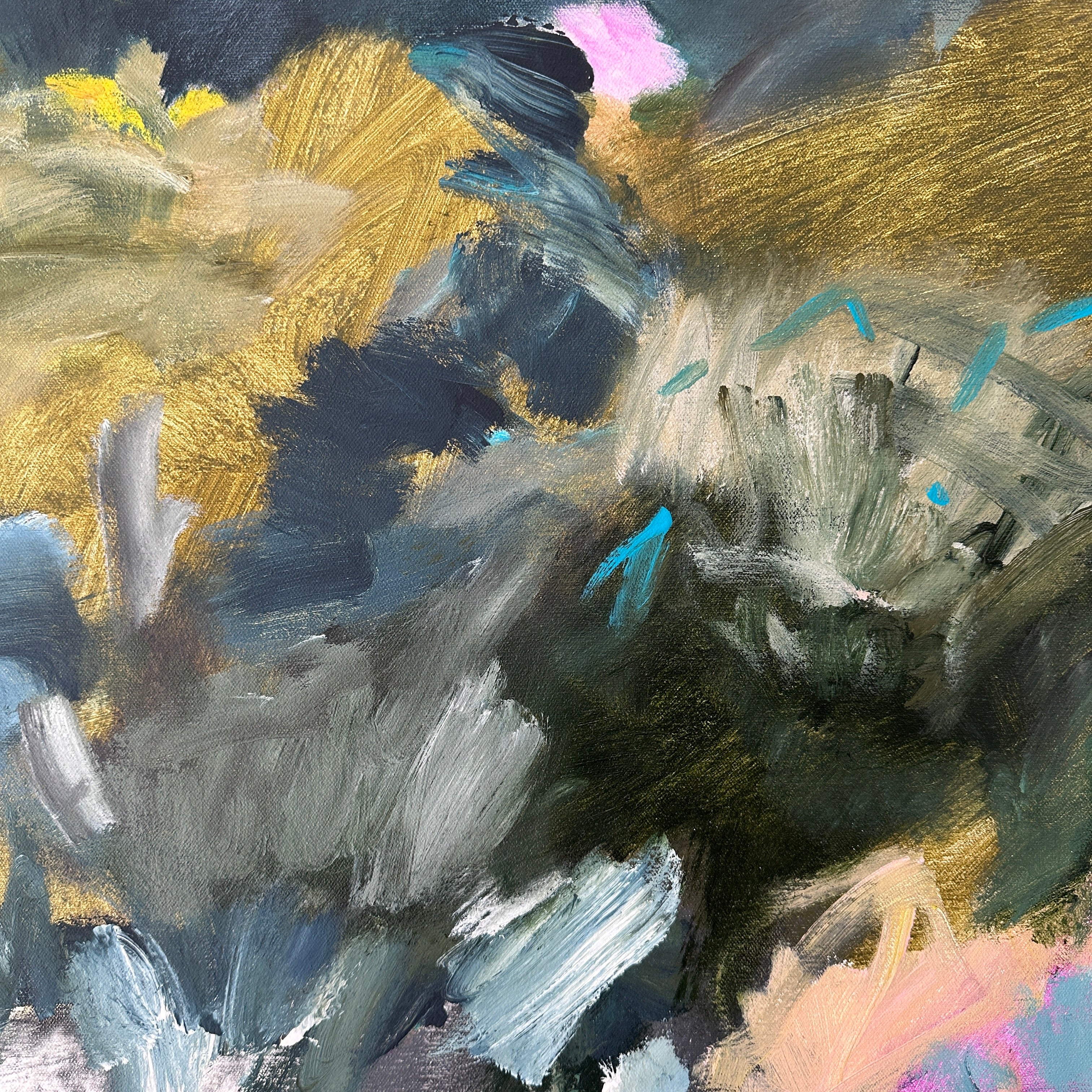 Close- up detail of expressive abstract painting