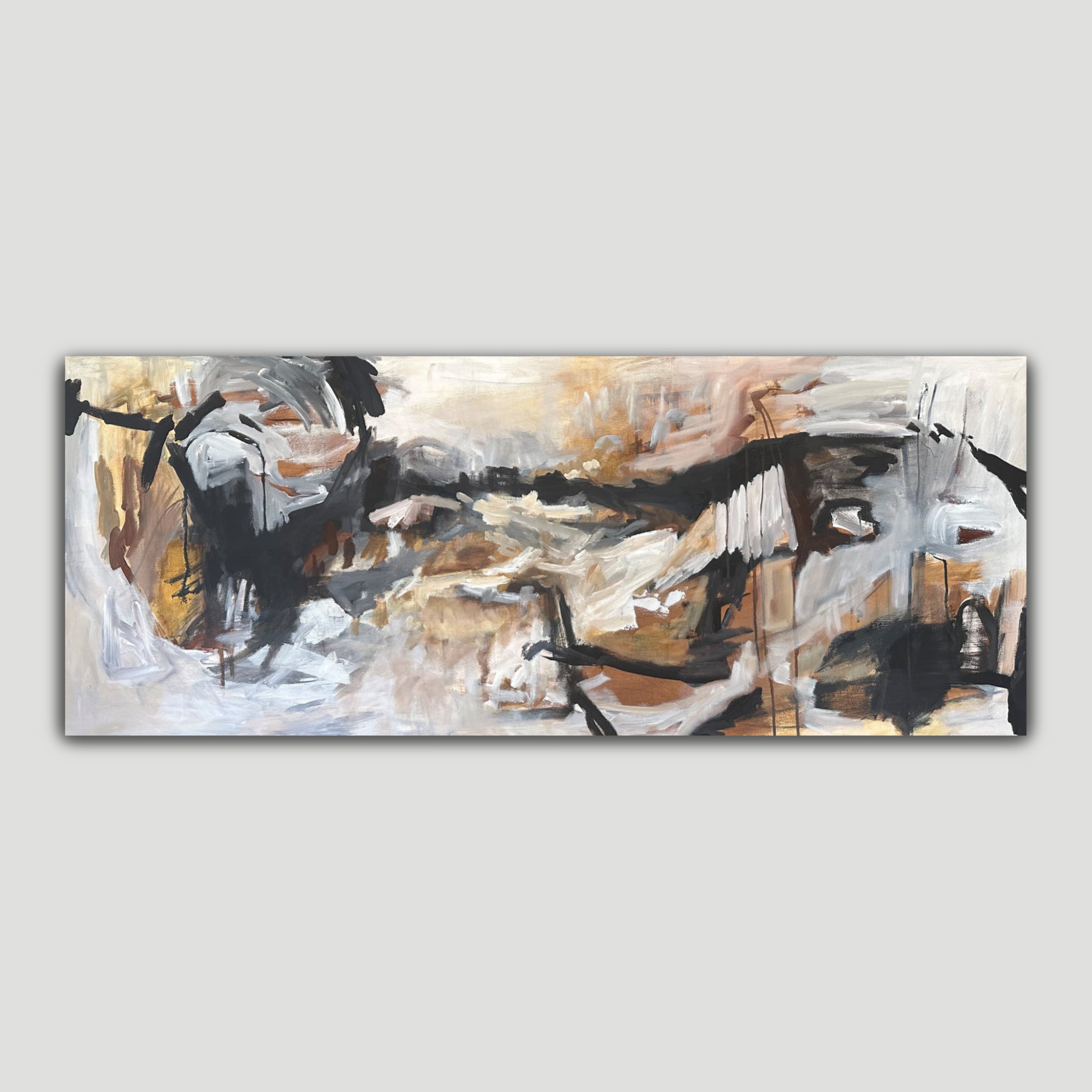 Expressive abstract painting "Wild Earth" in the earthy colours of outback Australia - front view