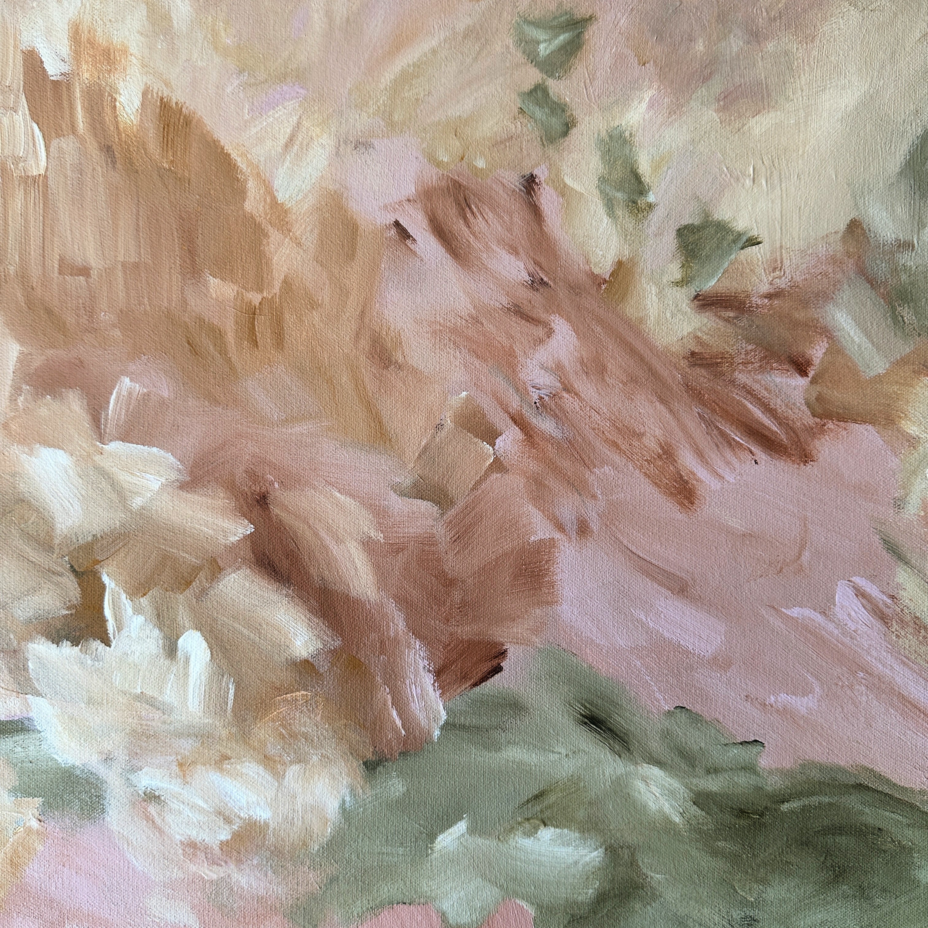 Close-up detail of brushstrokes of abstract painting