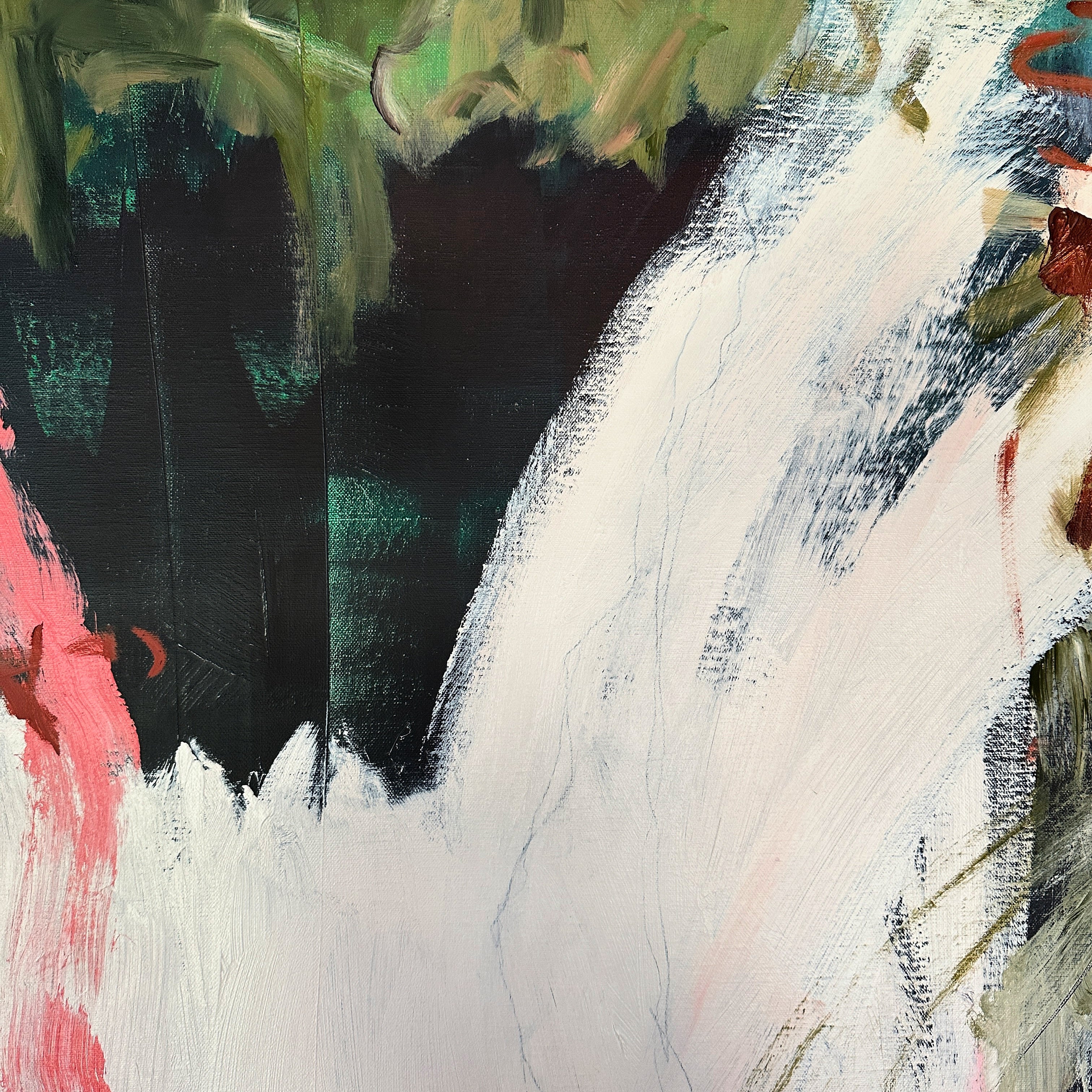 Close-up detail of abstract painting on canvas