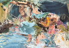 Abstract painting This Wild Paradise by Kylie Sams, alluding to a landscape with vivid, bright colours
