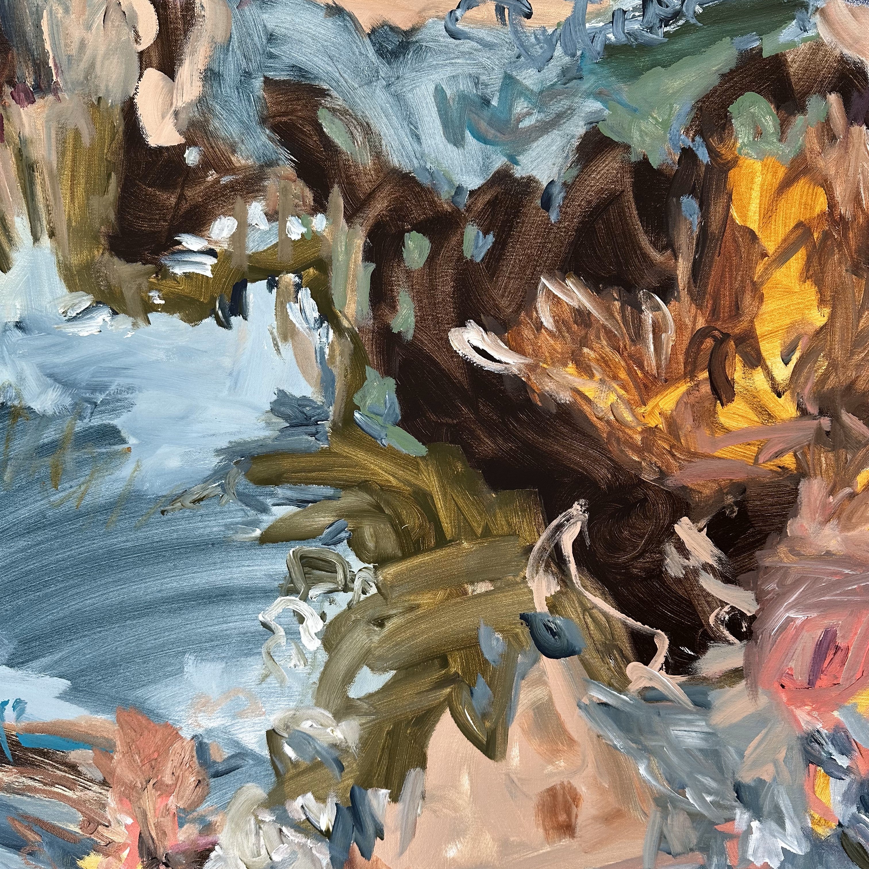 Close-up detail of abstract expressionist painting
