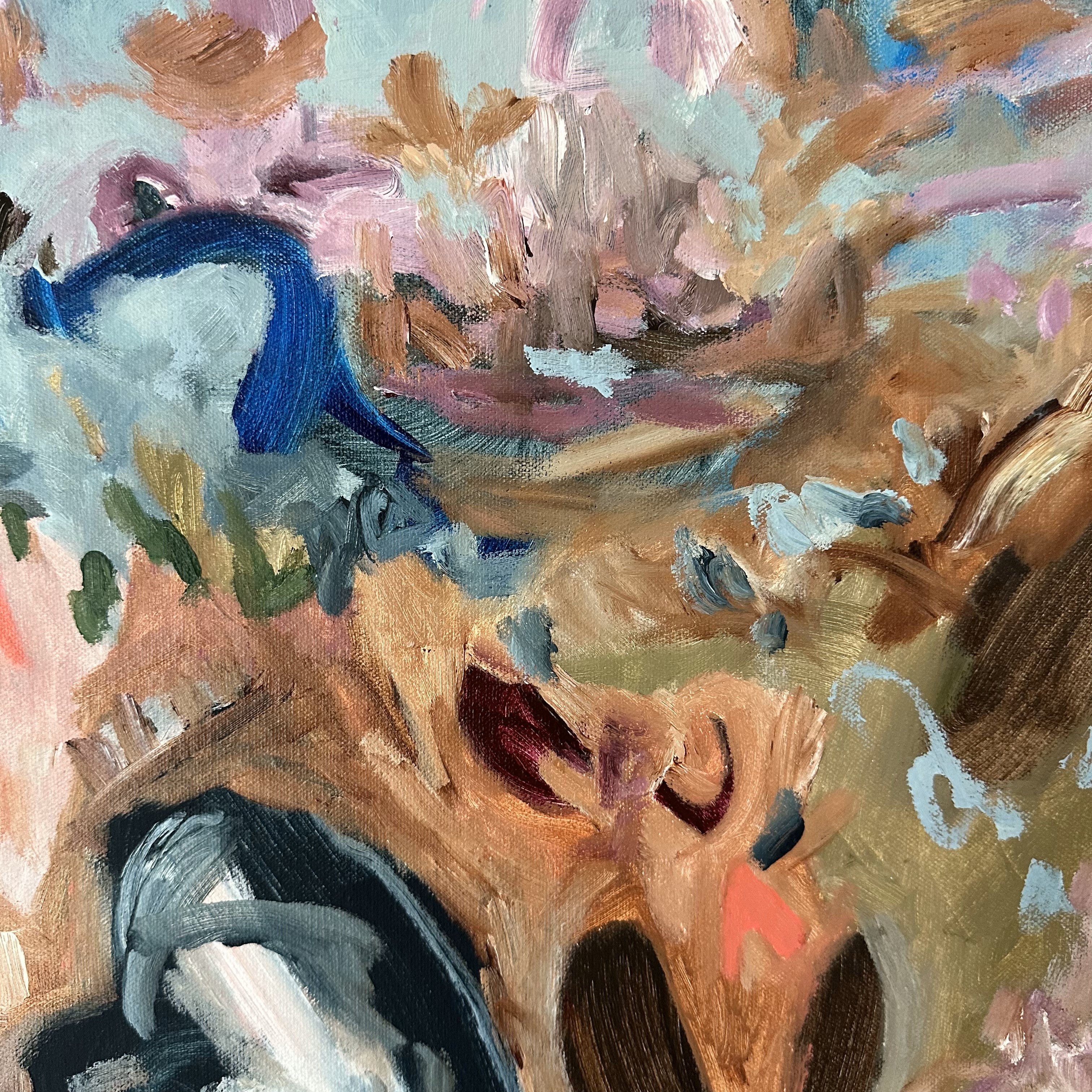 Abstract painting with a mix of colors and textures