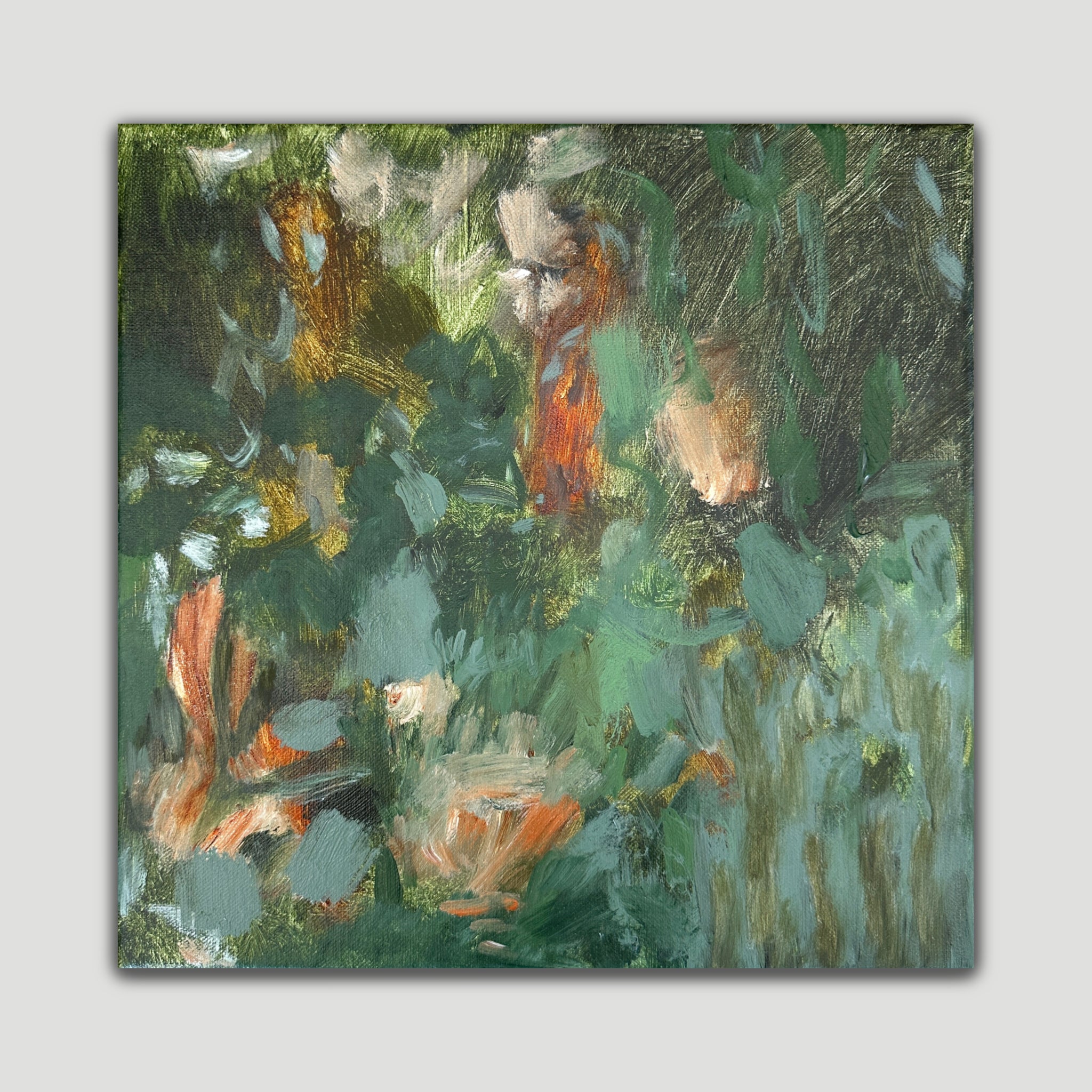 Green abstract painting inspired by nature 