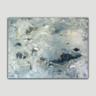 soothing abstract painting in navy blue, blue, grey, white and olive green - front view