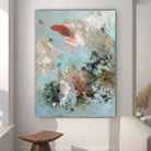 Expressive, gestural abstract painting  with an atmospheric feel, in soothing natural tones