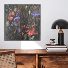 Original abstract painting 'Forever and Always' by Kylie Sams hanging on wall in home, featuring expressive gestural brushwork and layered movement with subtle references to landscape, atmosphere and the natural world.
