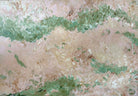 Soothing abstract artwork in earthy tones of green, blush pink, beige, brown and white – cropped front view