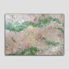 Gestural abstract expressionist painting in calming colours of pink, beige and green - front view