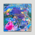 Colourful abstract landscape painting on neutral background