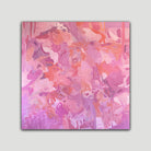 Square lilac, coral and pink abstract painting that evokes happiness - front view