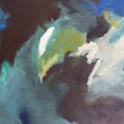 Close-up detail of gestural brushstrokes of abstract expressionist painting 