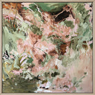 Modern abstract painting inspired by nature and plants, in timber frame - front view