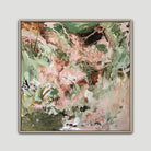 Abstract expressionist painting in timber frame inspired by nature and the jungle wilderness  - front view