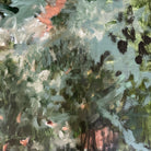 Close up detail of gestural green abstract painting
