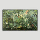 Abstract painting of a forest nature scene with green tones 