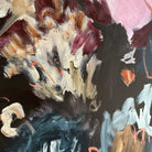 Close-up detail of expressive abstract painting on canvas