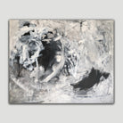 Contemporary abstract expressionist painting with texture and black and white colour palette - front view