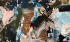 Large abstract painting in contemporary abstract expressionist style that speaks to themes of individuality and independence - cropped front view