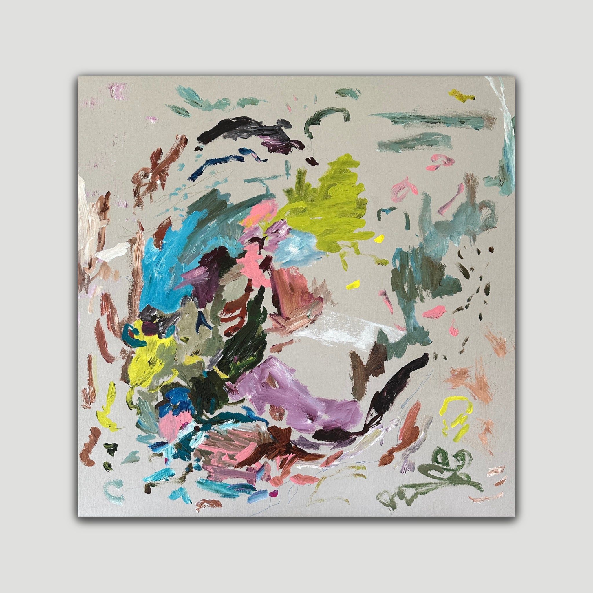 Bright, colourful abstract expressionist painting "Rogue Princess" speaking to rebellion and happiness - front view