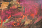 Modern abstract expressionist painting in tones of burgundy, maroon, amber, brown and olive green
