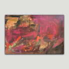 Contemporary abstract expressionist painting with a moody feel in tones of burgundy, maroon, amber, brown and olive green
