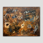 large brown abstract floral painting - front view