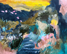 Expressive abstract painting in bright colours and happy vibes