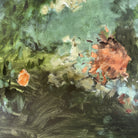 Close up detail of abstract painting with gestural mark making