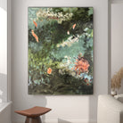 Abstract painting with soothing feel on a wall in a modern interior setting