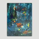 Original abstract painting “Where The Shadows Play” by Australian artist Kylie Sams, with deep moody tones, layered colour, and expressive brushstrokes - front