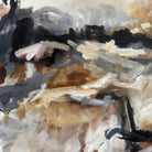 Close-up detail of neutral abstract painting inspired by nature and the  wild earth, on canvas